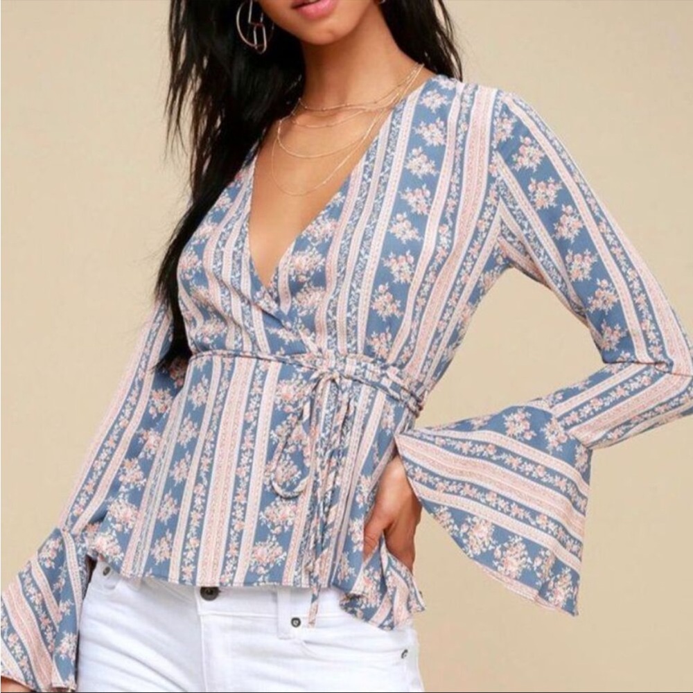 Lulus floral wrap shirt